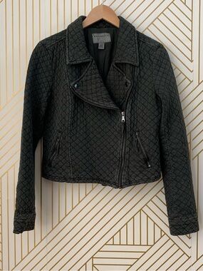 Anthropologie Marrakech Quilted Moto jacket Asymmetrical Cotton zippered pockets
